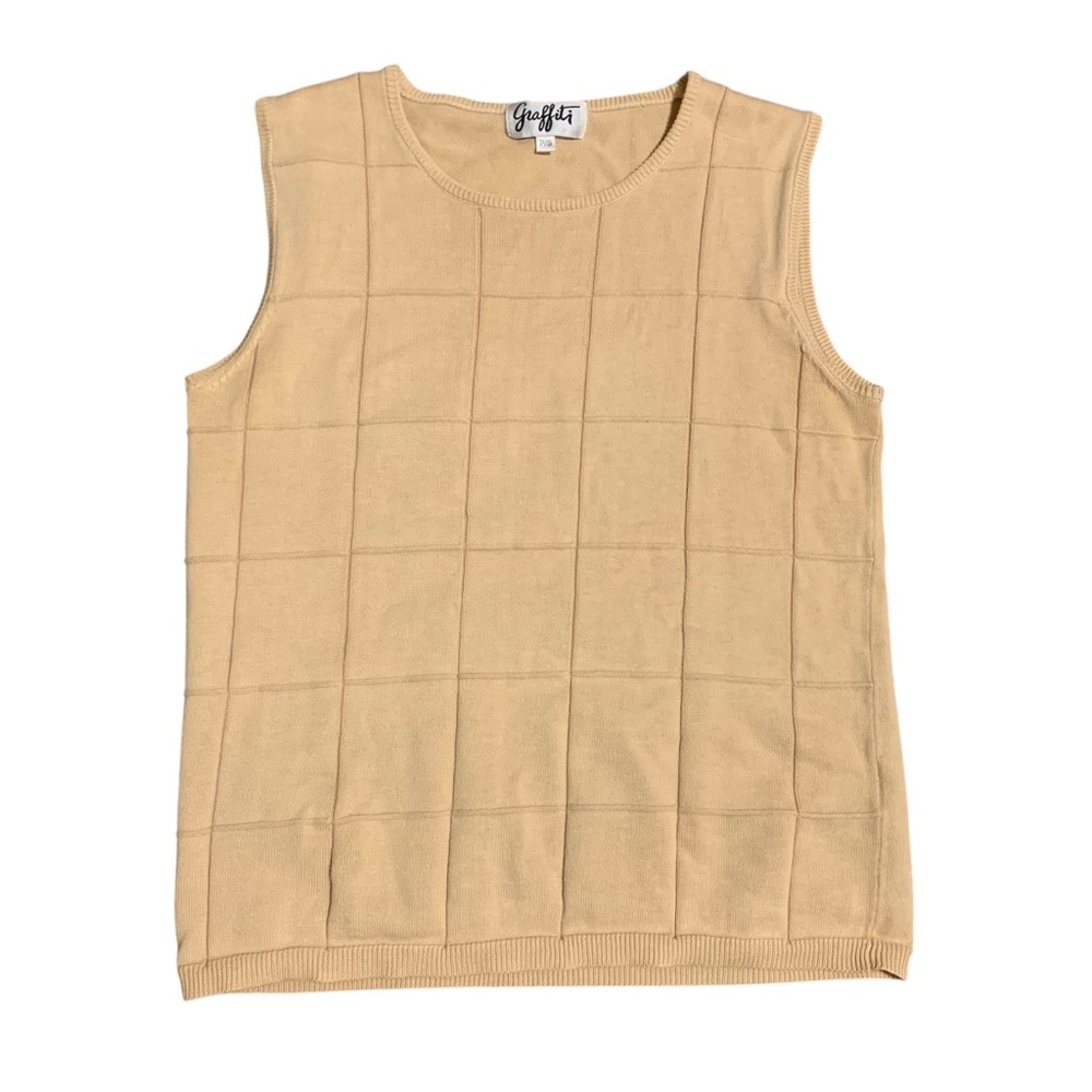 Graffiti vest womens Small vintage cotton cream coloured checked blocks sweater